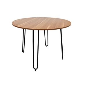 Foret Coffee Table Round 105cm Sofa Tea Dining End Side Wooden Black Metal Legs