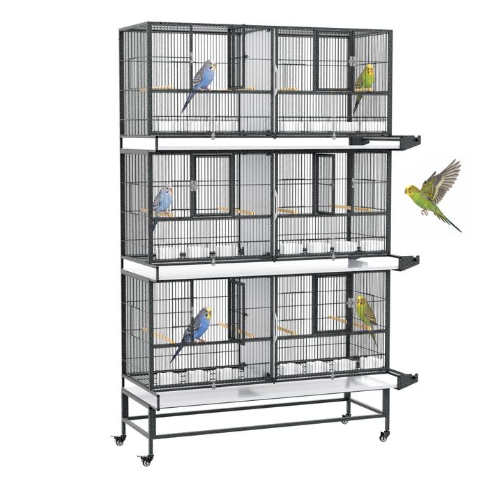 Advwin Breeding Bird Cage Parrot Aviary Large Birdcage 3 Tier 133x52x197cm