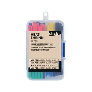 Click Multicolour Heatshrink Cable Management Kit - 80 Pieces