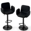 Costway 2x Adjustable Swivel Bar Stool Upholstered W/footrest Black