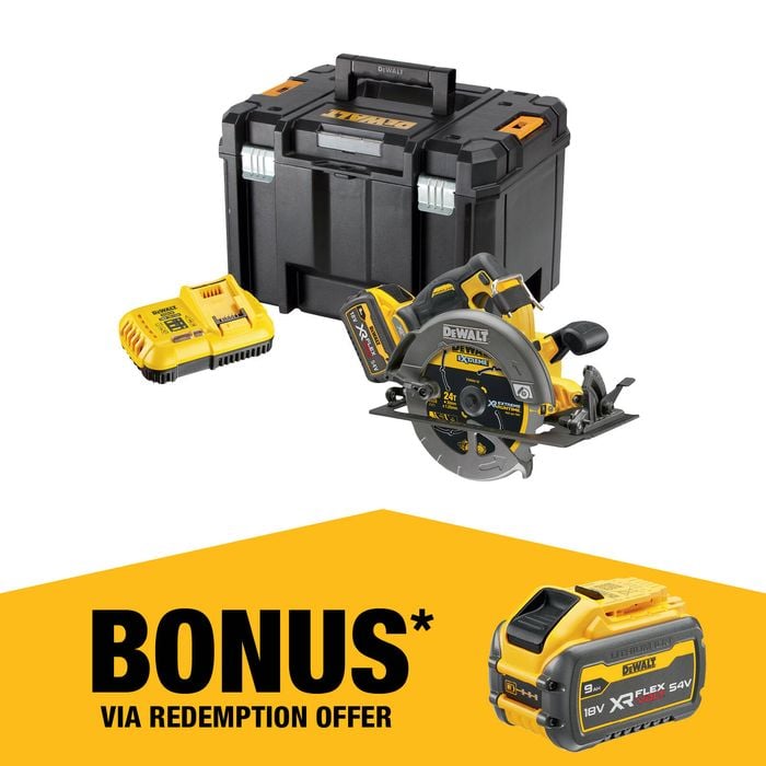 DeWALT 54V FlexVolt XR Li-Ion Cordless Brushless 184mm 7" Circular Saw 9.0Ah Kit DCS578X1-XE