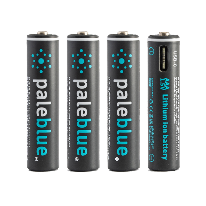 Pale Blue AAA USB-C Rechargeable Smart Batteries - 4 Pack