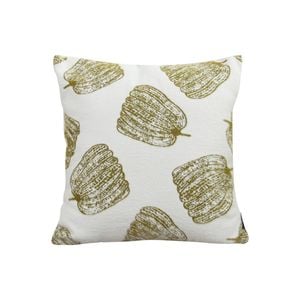 SOGA 50cm Throw Pillow – White with Olive Green Autumn