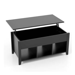Costway Lift Top Coffee Table Square Center Tea Table Black