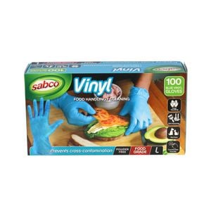 Sabco Large Vinyl Disposable Gloves - 100 Pack