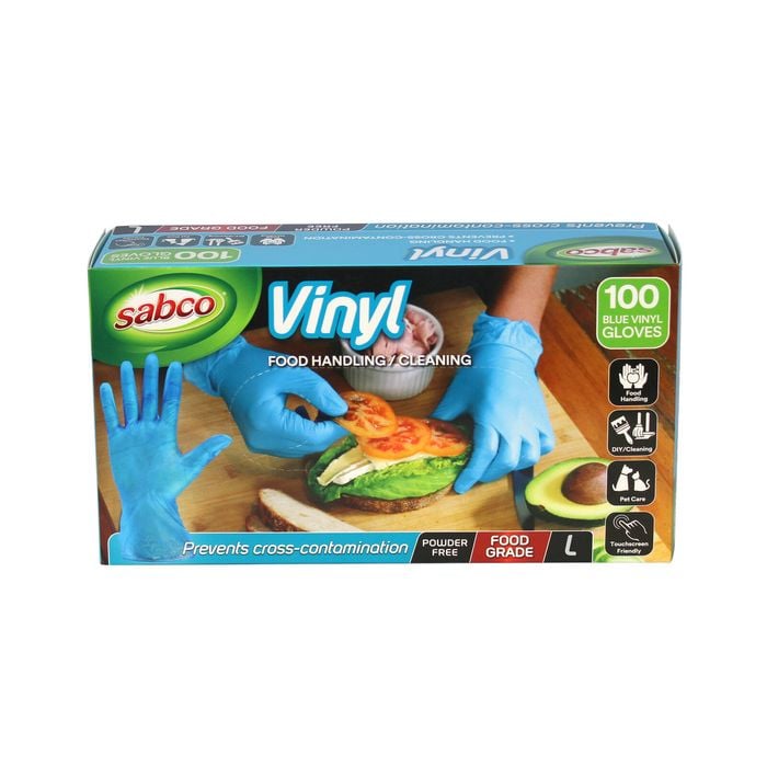 Sabco Large Vinyl Disposable Gloves - 100 Pack
