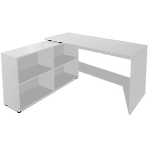 vidaXL Corner Desk 4 Shelves White Study Computer Table with Bookcase Shelf