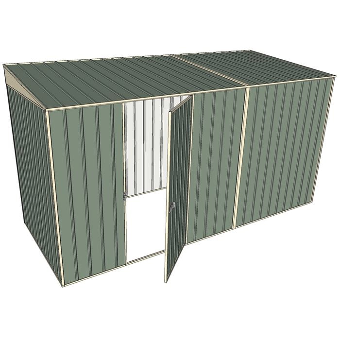 Build-a-Shed 1.5 x 3.7 x 2m Single Hinged Side Door Skillion Shed - Green