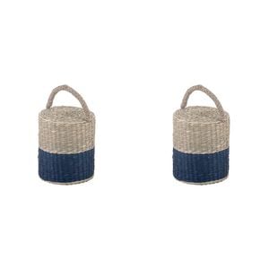 2PK Ladelle Hanoi Woven Seagrass Cylinder Floor Door Bumper/Stopper Durable Blue
