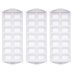 3PK Barcraft Plastic Flexible 14-Ice Cube Tray Mould - White