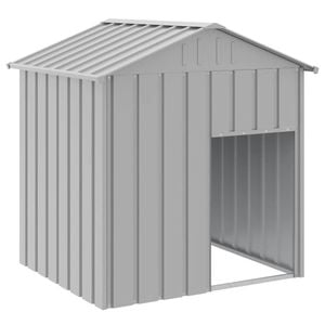 vidaXL Dog House Dog Kennel with Roof Dog Crate Light Grey Galvanised Steel 117x103x123 cm