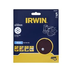 IRWIN 150mm 180G 61H Quick Fit Random Orbital Sanding Discs - 5 Pack