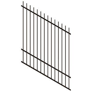 ProtectorAl 0350-1200W x 1500H Satin Black Picket Top Pool Fence Panel Raked 16-30º - Black