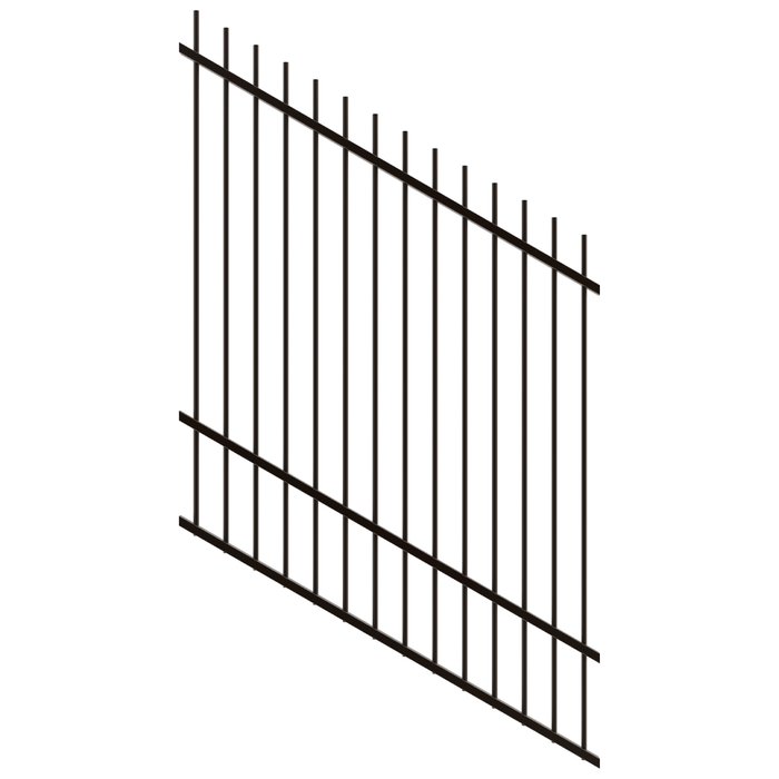 ProtectorAl 0350-1200W x 1500H Satin Black Picket Top Pool Fence Panel Raked 16-30º - Black
