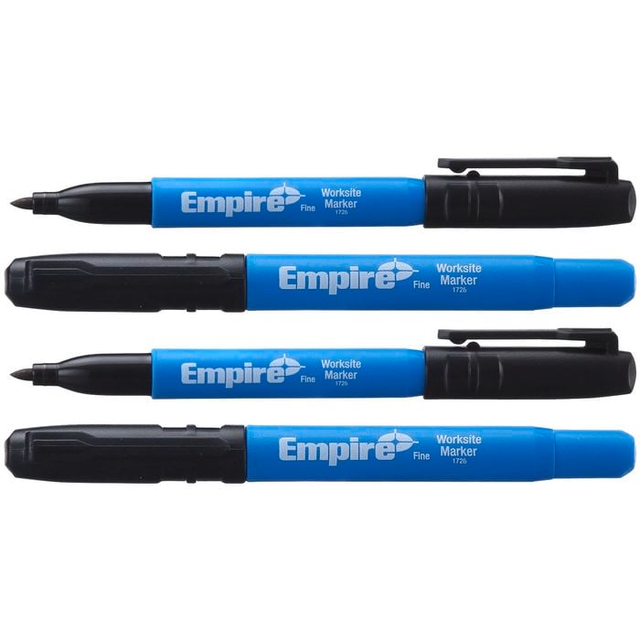 Empire Black Fine Tip Worksite Marker - 4 Pack