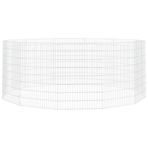 vidaXL 12-Panel Animal Enclosure Animal Run Cage Pet Hutch Galvanised Iron