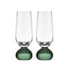 2pc Tempa Zephyr Spherical Champagne Flute Drinking Glasses Set 17cm Green