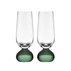 2pc Tempa Zephyr Spherical Champagne Flute Drinking Glasses Set 17cm Green