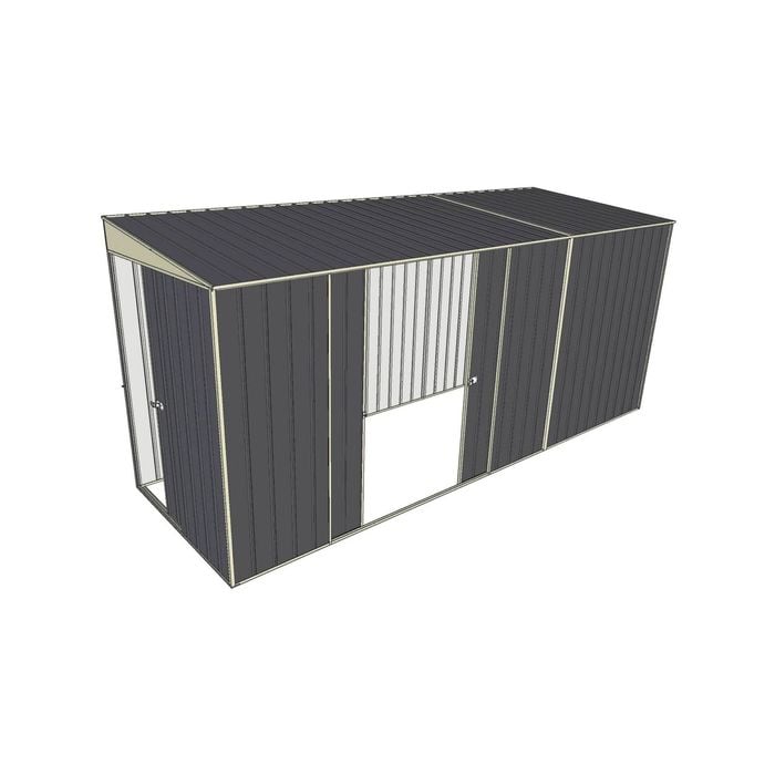 Build-a-Shed 1.5 x 4.5 x 2m Double Sliding Side Door Skillion Shed - Grey