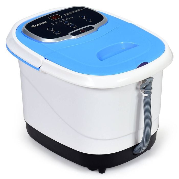 Costway Heated Foot Spa Massager w/Adjustable Shower/LED Display/Timer, Blue