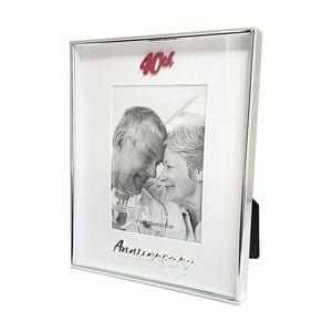 Gibson Gifts Boxed Photo Frame 40th Anniversary 4x6 White Silver Mdf