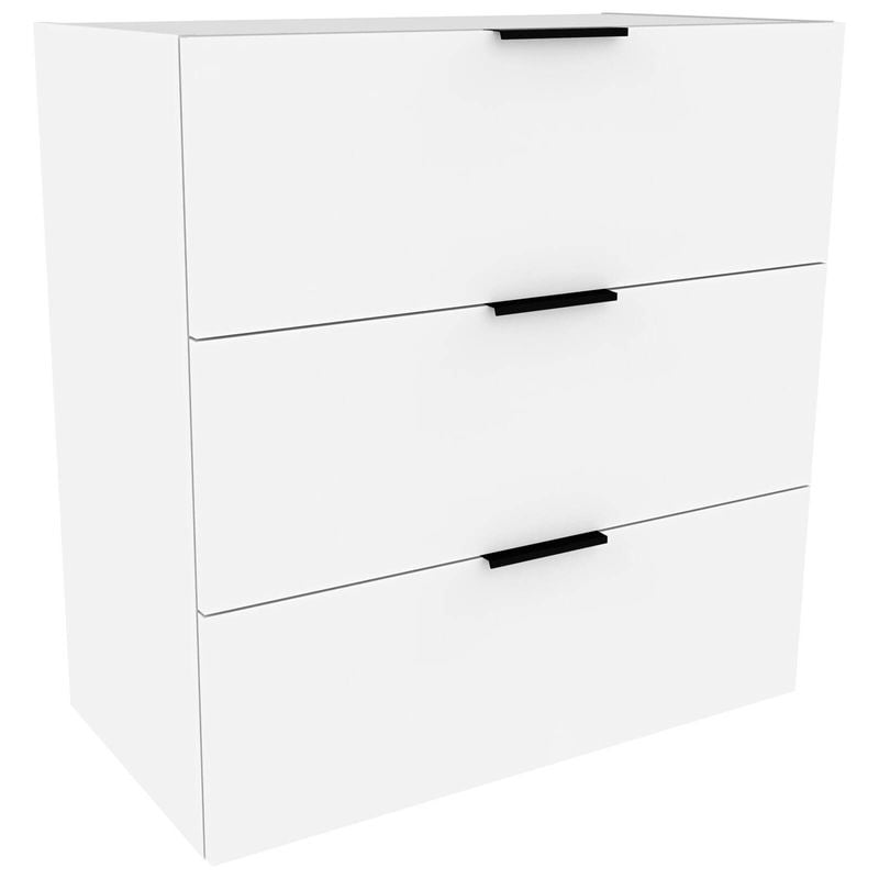 Lugna 768 x 750 x 380mm White 3 Drawer Storage Cabinet - White