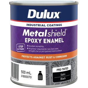 Dulux 500ML Metalshield Epoxy Enamel Satin Black - .5L