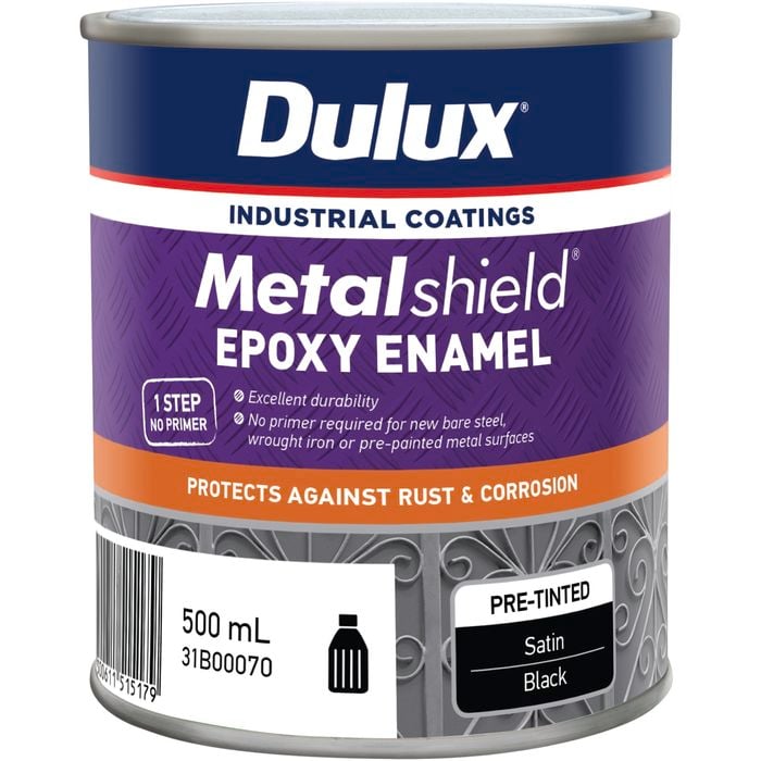 Dulux 500ML Metalshield Epoxy Enamel Satin Black - .5L