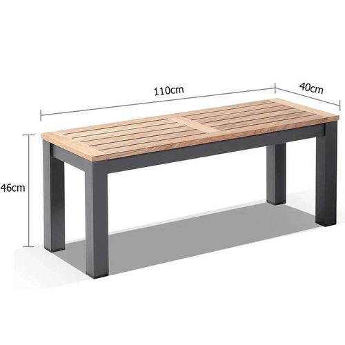 Balmoral 1.1m Outdoor Teak Timber and Aluminium Bench Seat 1.1m Charcoal Bunnings Australia