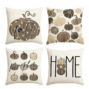 Catzon 4 Pcs Linen Throw Pillow Covers Autumn for Home