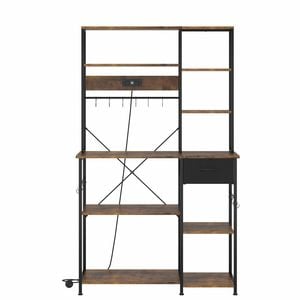 Ufurniture Large Bakers Rack with Power Outlets 100 x 40 x 165 cm Rustic Brown