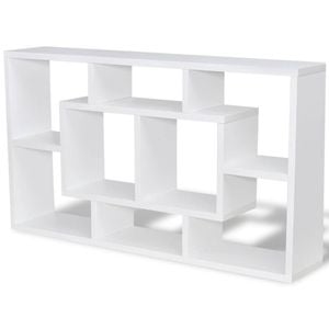 vidaXL Floating Wall Display Shelf 8 Compartments White Storage Home Decor