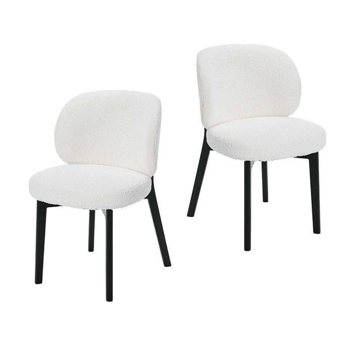 Dorson Set of 2 Boucle Dining Chair, Black Solid Wood Leg - Off White/Black