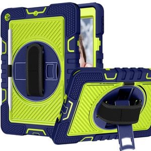 Rugged Stand Shockproof Hybrid Case with Strap For Apple iPad 10th gen 10.9" (2022) / A16 11” (2025) (Blue+Green)