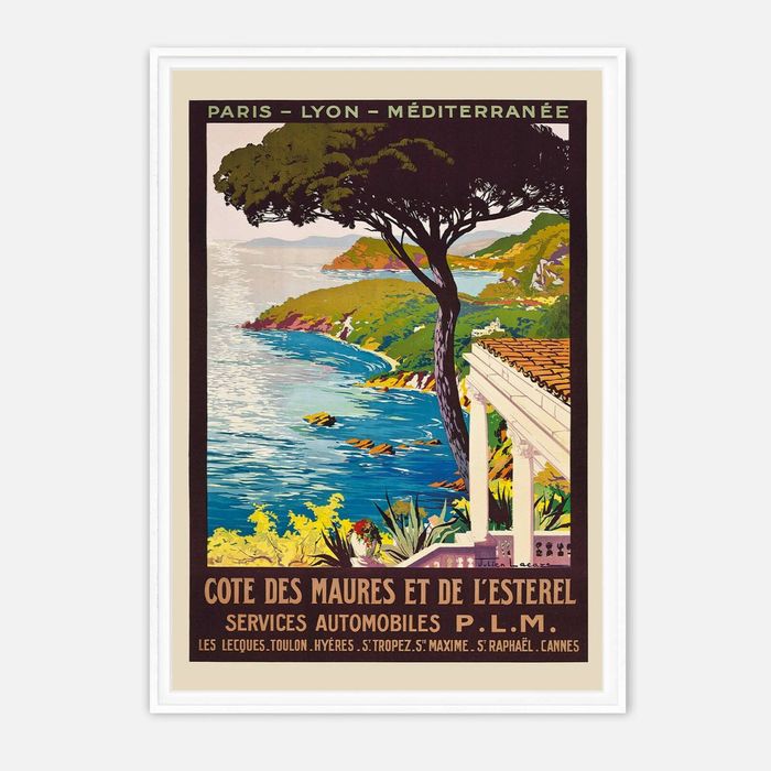 Galrie Côte des Maures et de l'Estérel Art Print - Vintage Mediterranean Travel Poster, White Frame, A2 42 x 60cm (16 x 24inch)