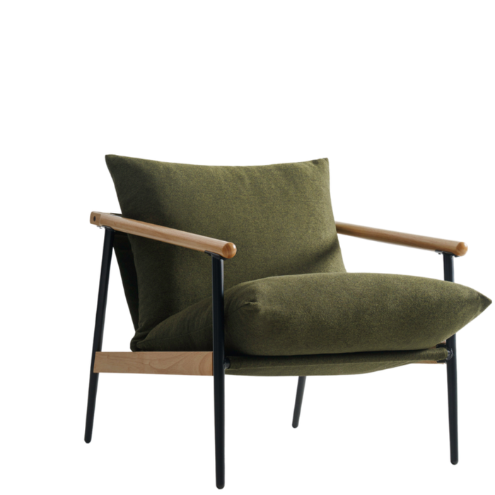 Zinus Premium Sling Accent Chair Wood & Metal Frame Armchair with Foam Cushion - Green