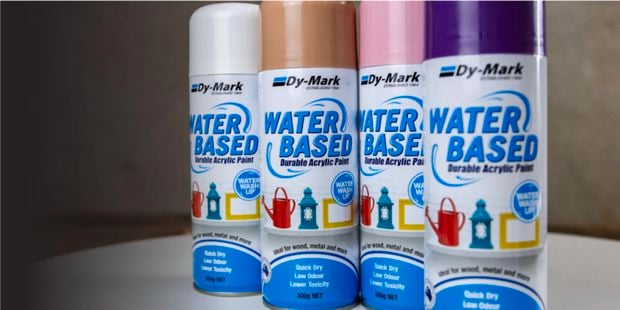 Four types of water based spray cans.