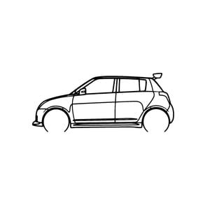 Ignite Laser Suzuki 2008 Swift Silhouette Metal Wall Art Coated Black 47inch/120cm