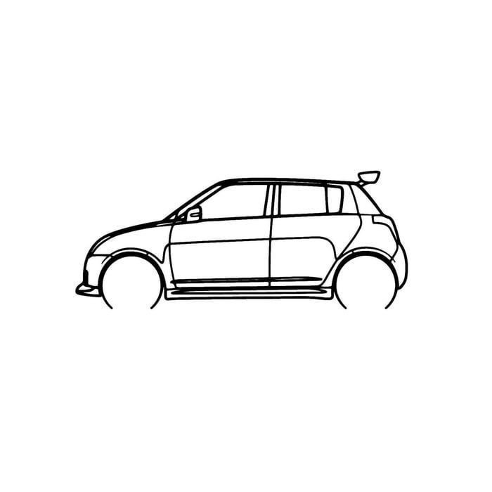 Ignite Laser Suzuki 2008 Swift Silhouette Metal Wall Art Coated Black 47inch/120cm