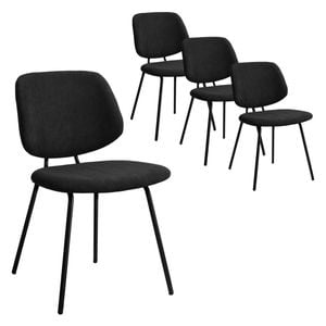 Levede 4x Soft Corduroy Padded Dining Chairs - Black