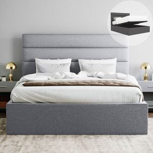 Benny King Grey Gas Lift Storage Bed Frame