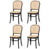 Oikiture 4PCS Dining Chairs Wooden Chairs Rattan Accent Chair Black