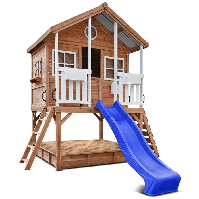 Lifespan Kids Winchester Cubby House with 1.2m Elevation Platform and 2.2m Blue Slide