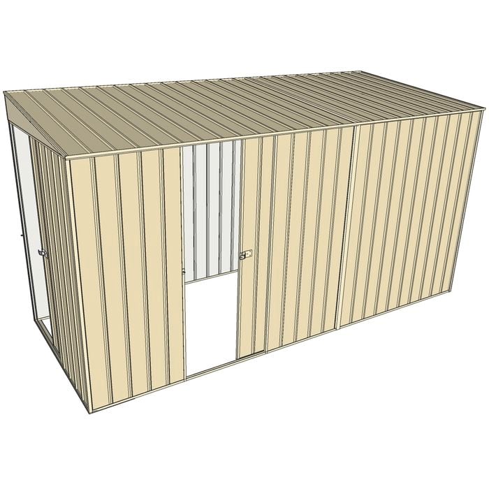 Build-a-Shed 1.5 x 3.7 x 2m Single Sliding Side Door Skillion Shed - Cream
