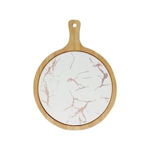 SOGA 30cm White Circle Wooden Serving Tray