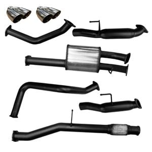 Chevrolet Silverado 1500 Exhaust 6.2L V8 Cat Back Single 3.5 to 3" Dual With Rear Hotdogs Chrome Tips Black Aluminised Steel