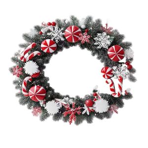Lifebay Christmas Wreath with Candy Canes & Snowflakes