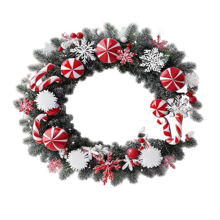 Lifebay Christmas Wreath with Candy Canes & Snowflakes