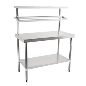 Vogue Stainless Steel Prep Station With Gantry 1200mm - Commercial Kitchen Benches (cb908)
