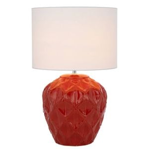 Telbix Diaz Modern Table Desk Lamp Light Fabric Ceramic White Red Gloss